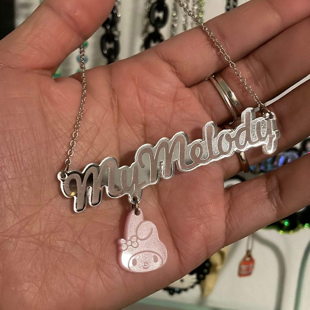 Sanrio My Melody Name Acrylic Necklace